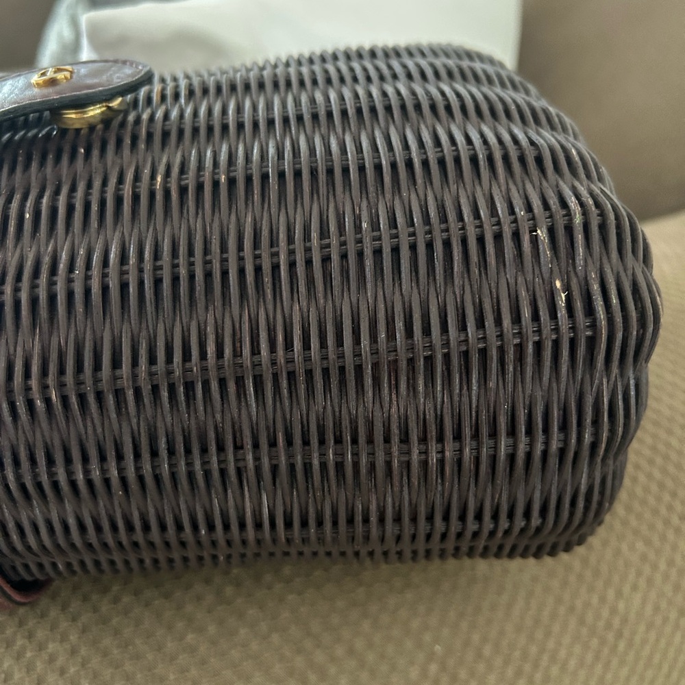 Etienne Aigner Maroon Leather and Wicker Bag Vintage - Picture 8 of 14